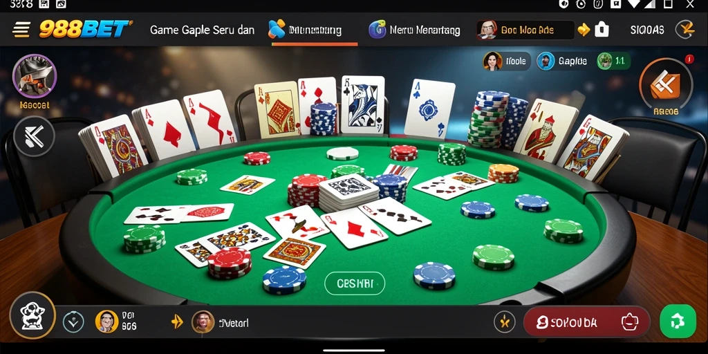 Tangkapan layar gameplay 988BET menunjukkan aksi seru permainan Gaple.
