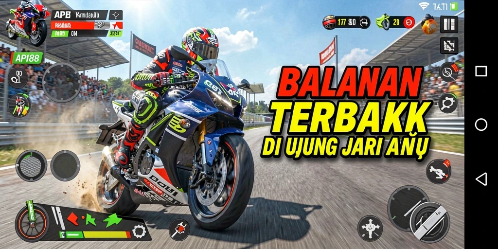 Tampilan gameplay balapan motor yang menegangkan dan seru.