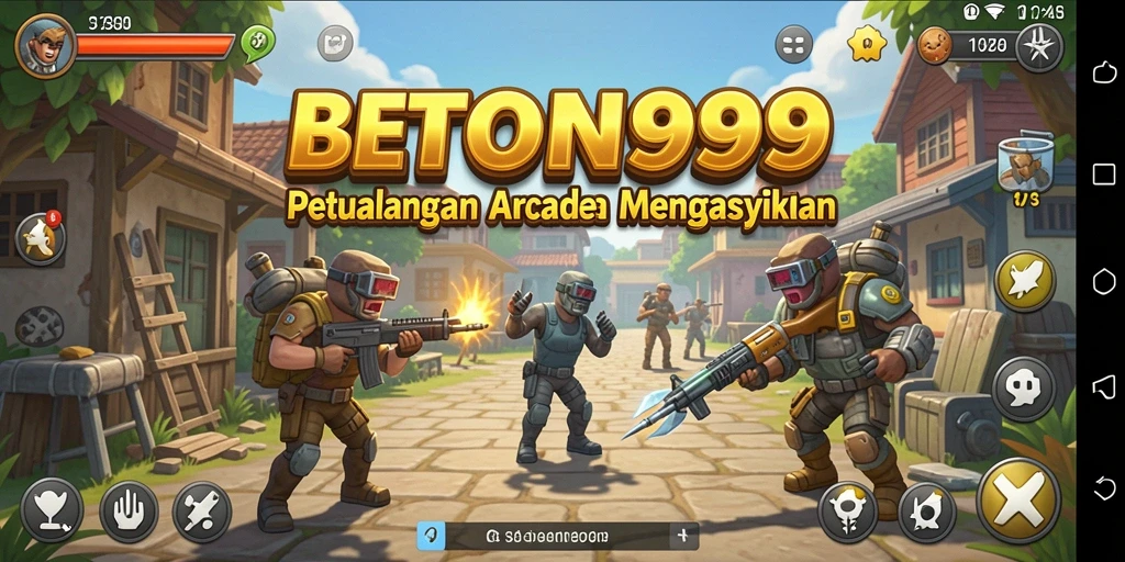 Tampilan gameplay BETON999, penuh warna dan energik dalam suasana arcade.