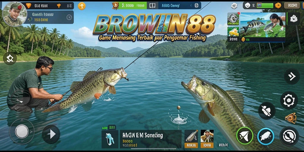 Tampilan gameplay BROWIN88 yang menakjubkan di sebuah lokasi memancing.