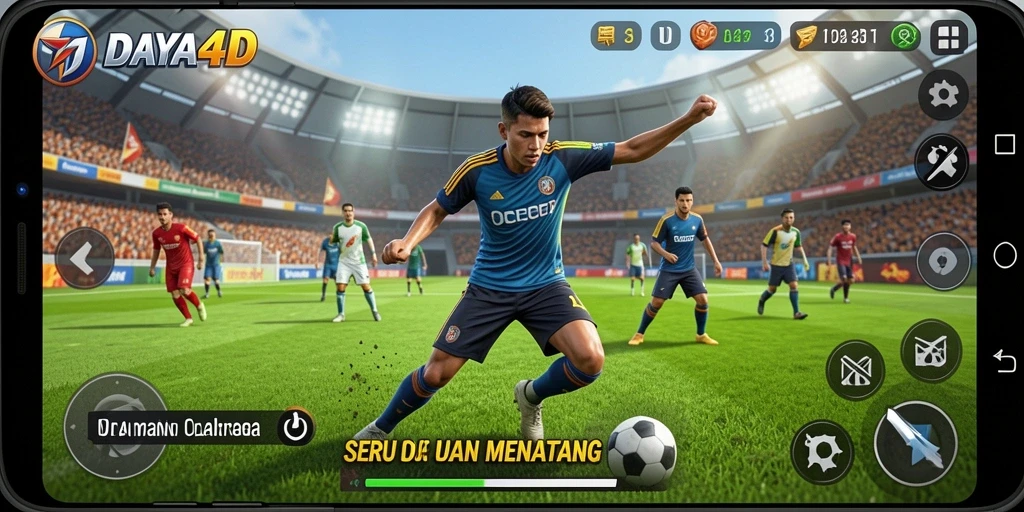 Tampilan gameplay yang intensif dan penuh aksi olahraga.