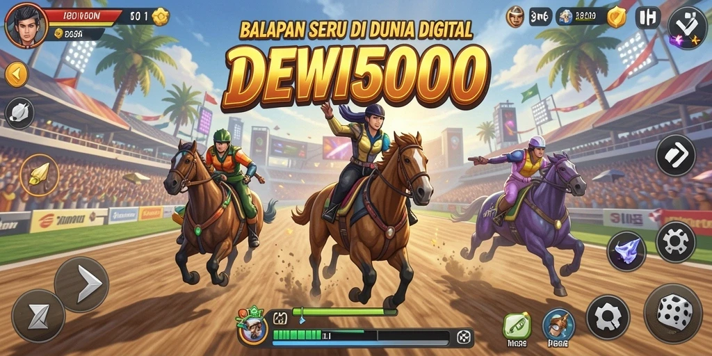 Screenshot gameplay DEWI5000 yang menampilkan aksi balapan seru.