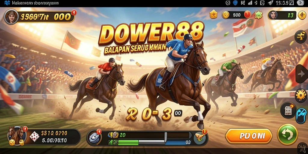 Screenshot gameplay DOWER88 yang menunjukkan aksi balapan mendebarkan.
