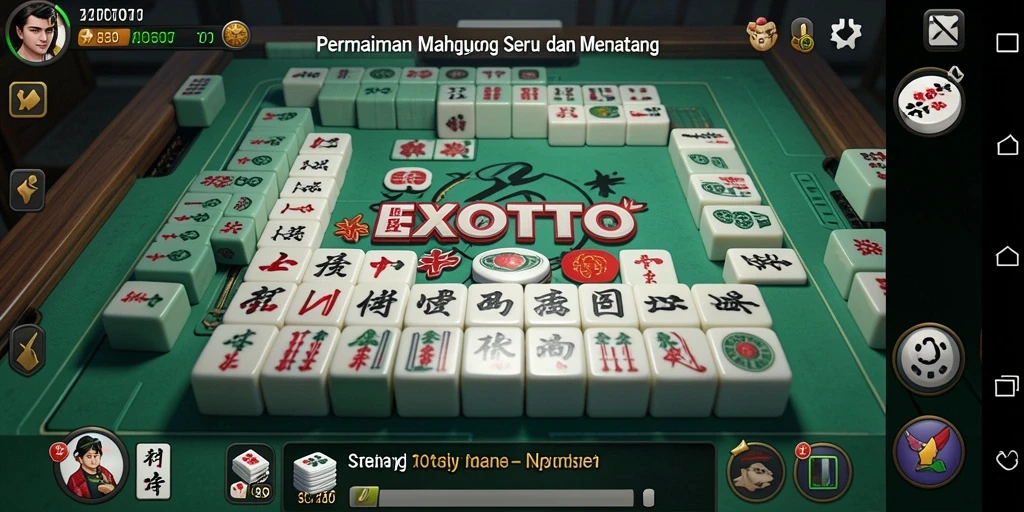 Screenshot gameplay EXOTOTO menampilkan desain Mahjong yang menarik.