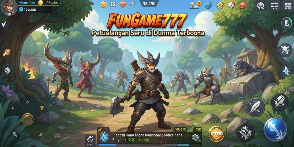 Screenshot gameplay FUNGAME777 menunjukkan dunia Open World yang luas dan indah.