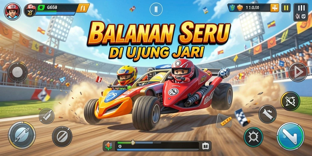Tampilan gameplay mengesankan di G668 dengan balapan yang seru.