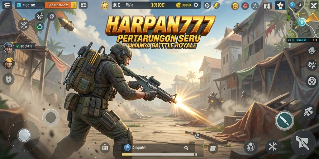 Tampilan gameplay seru di HARAPAN777 dengan pertempuran intens dan strategi mumpuni.