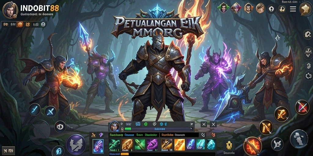 Screenshot gameplay menarik INDOBIT88 di dunia fantasi.