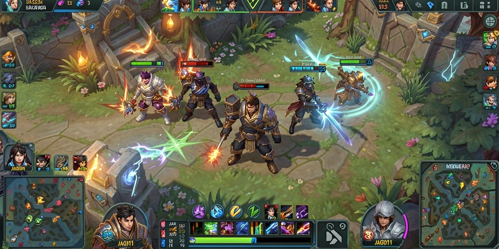 Tangkapan layar gameplay <strong>JAGO11</strong> menunjukkan pertarungan seru antara karakter yang unik.