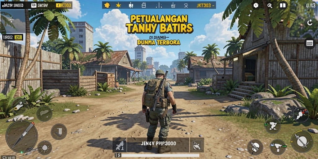 Tangkapan layar gameplay JKT303 menunjukkan eksplorasi dunia terbuka yang luas.