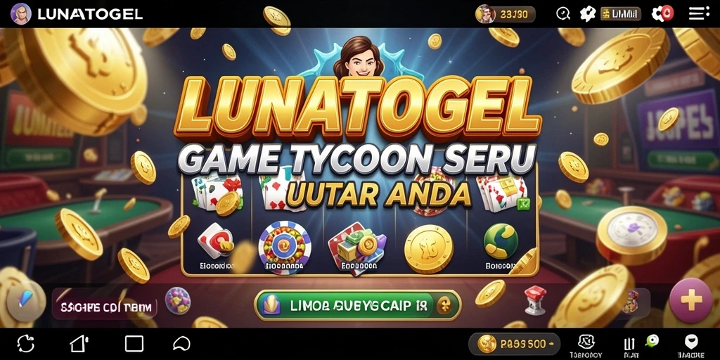 Screenshot gameplay LUNATOGEL dengan suasana bisnis yang ceria.