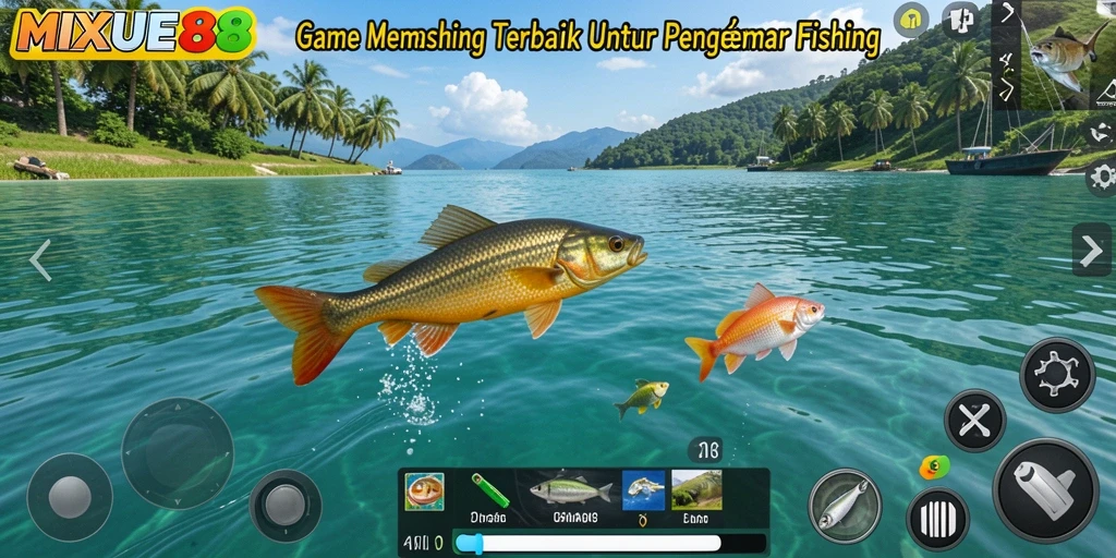 Tampilan gameplay MIXUE88 yang seru dan mendebarkan saat memancing di laut.