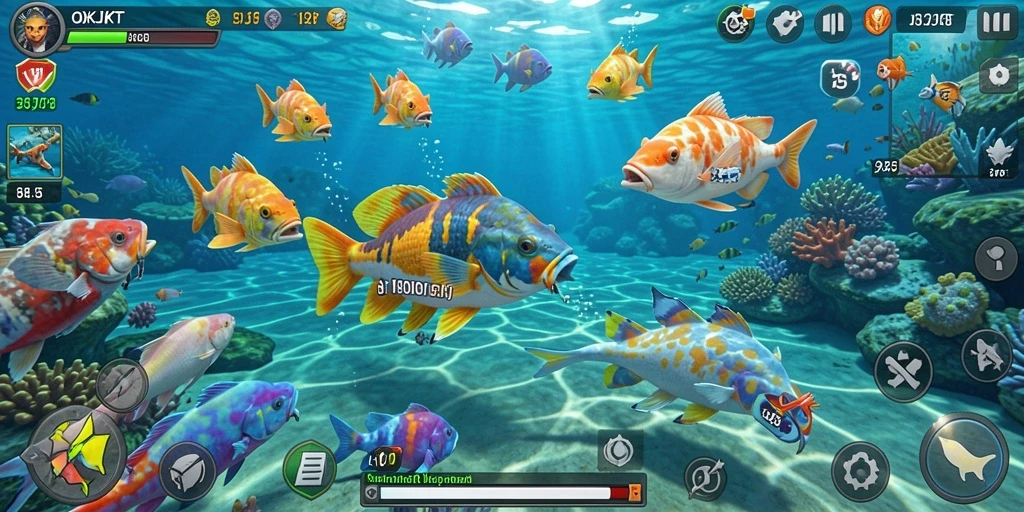 Screenshot gameplay seru dalam game Tembak Ikan OKJKT.