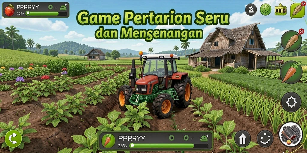 Tampilan visual menawan dari gameplay PPRRYY saat bertani.