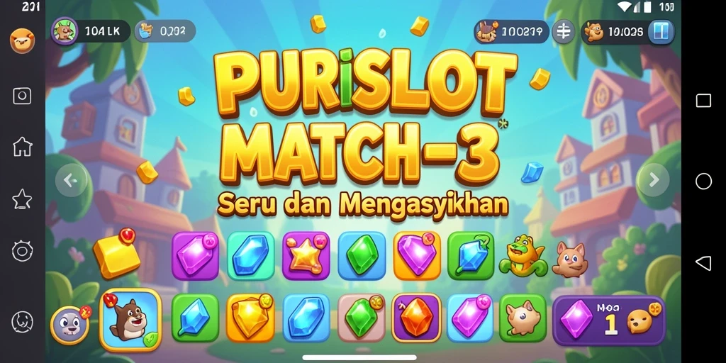 Tampilan gameplay PURISLOT yang menarik dengan kombinasi objek cerah.