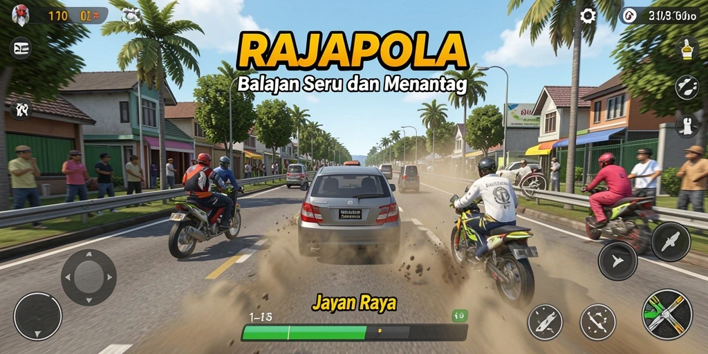 Gameplay balapan seru yang mendebarkan di RAJAPOLA.