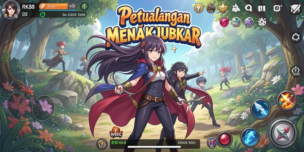 Tangkapan layar menunjukkan aksi seru dalam game Anime RK88.