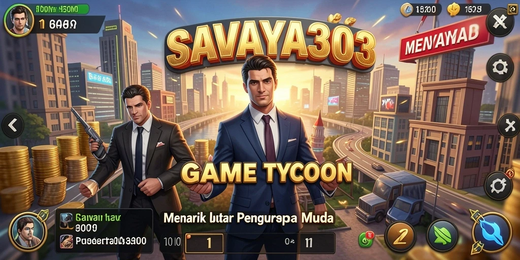 Screenshot SAVAYA303 menunjukkan pengguna berinteraksi dengan elemen bisnis yang menarik.