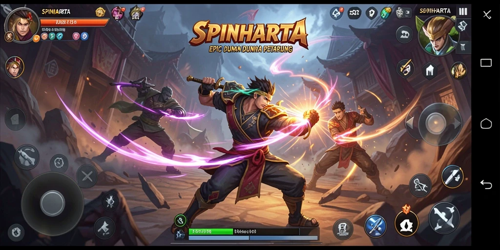 Tampilan gameplay SPINHARTA yang seru dan mendebarkan.