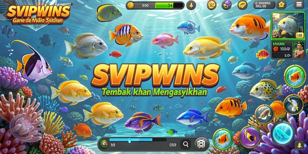 Tampilan gameplay seru dalam SVIPWINS saat menembak ikan.