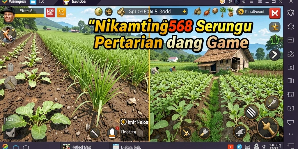 Screenshot menunjukkan gameplay pertanian yang seru dan interaktif.